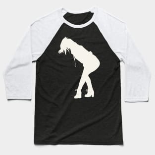 Woman Pop Art White Silhouette Baseball T-Shirt